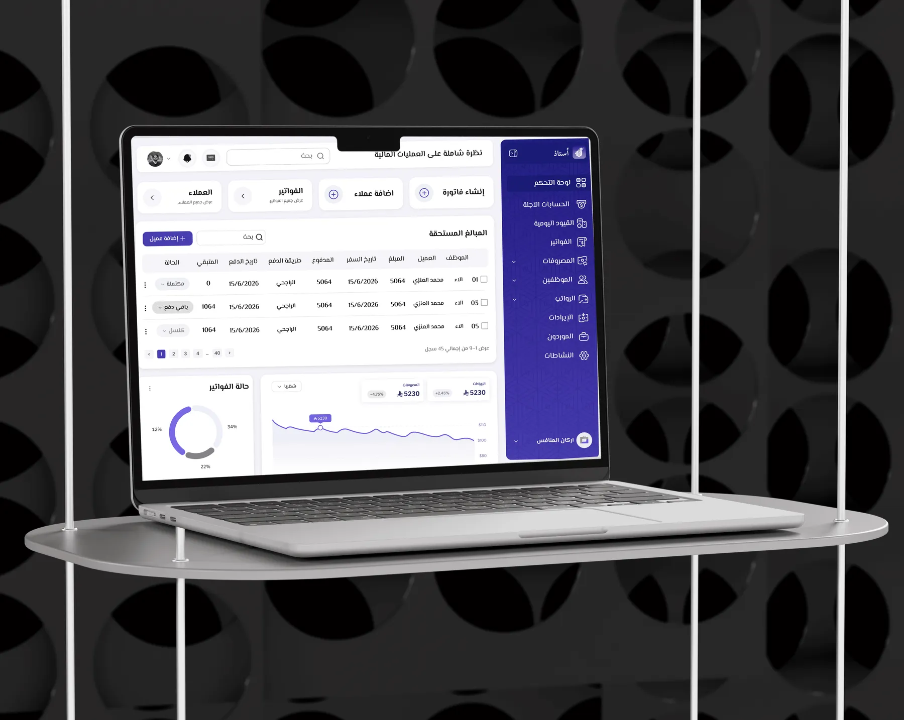 Accounting system web dashboard UI design